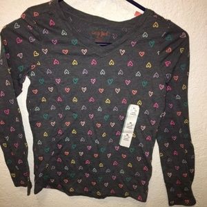Gray colorful heart shirt girls new